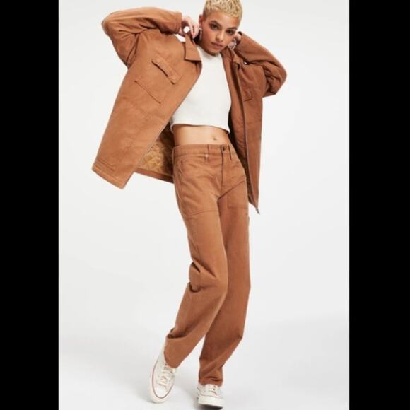GOOD AMERICAN Chore Dropped Shoulder Utility Jacket Rust Women's Size 4 (XL) NWT - Picture 2 of 8